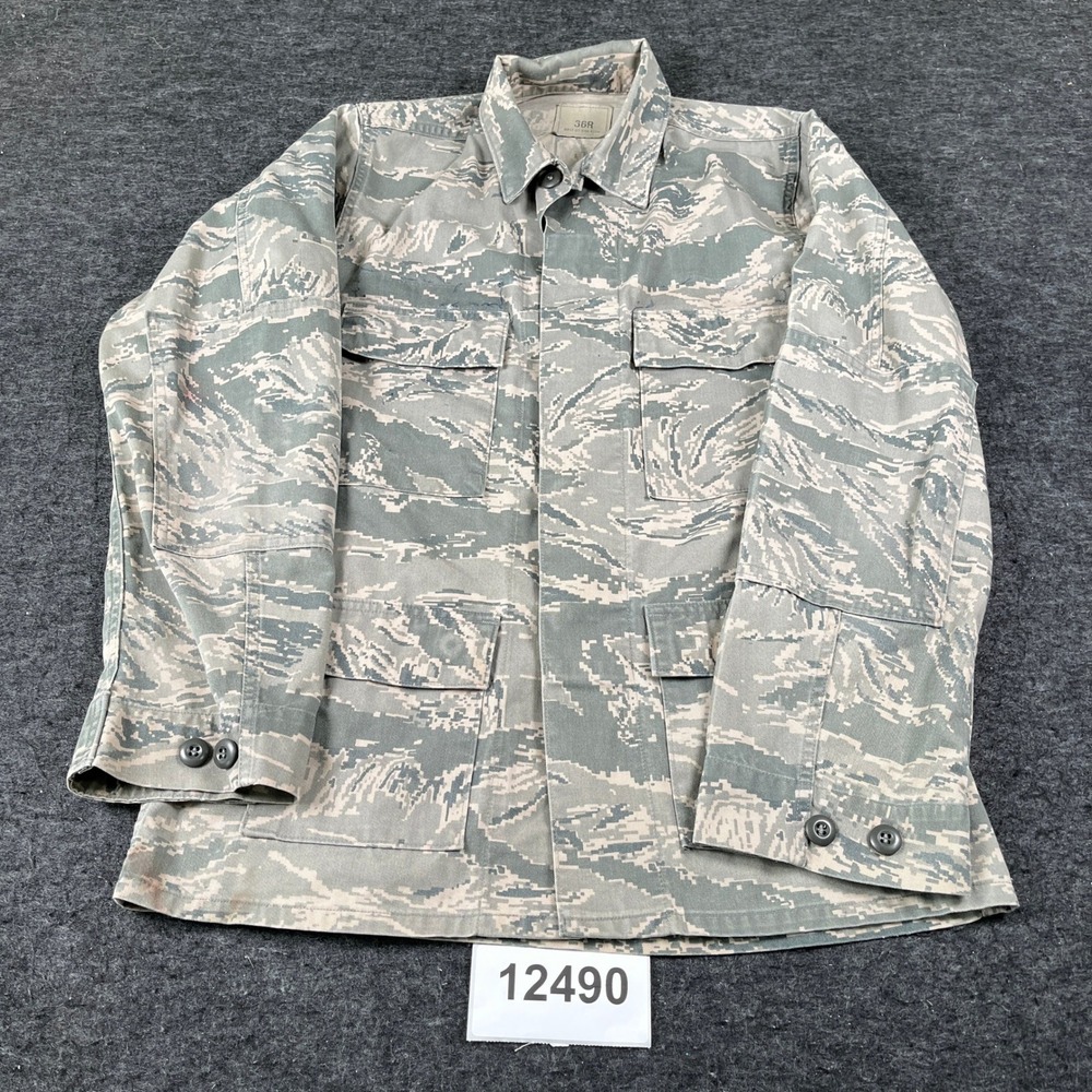 DSCP US Air Force Jacket Men 36R Gray Camouflage Tiger Stripe Hiking Performance